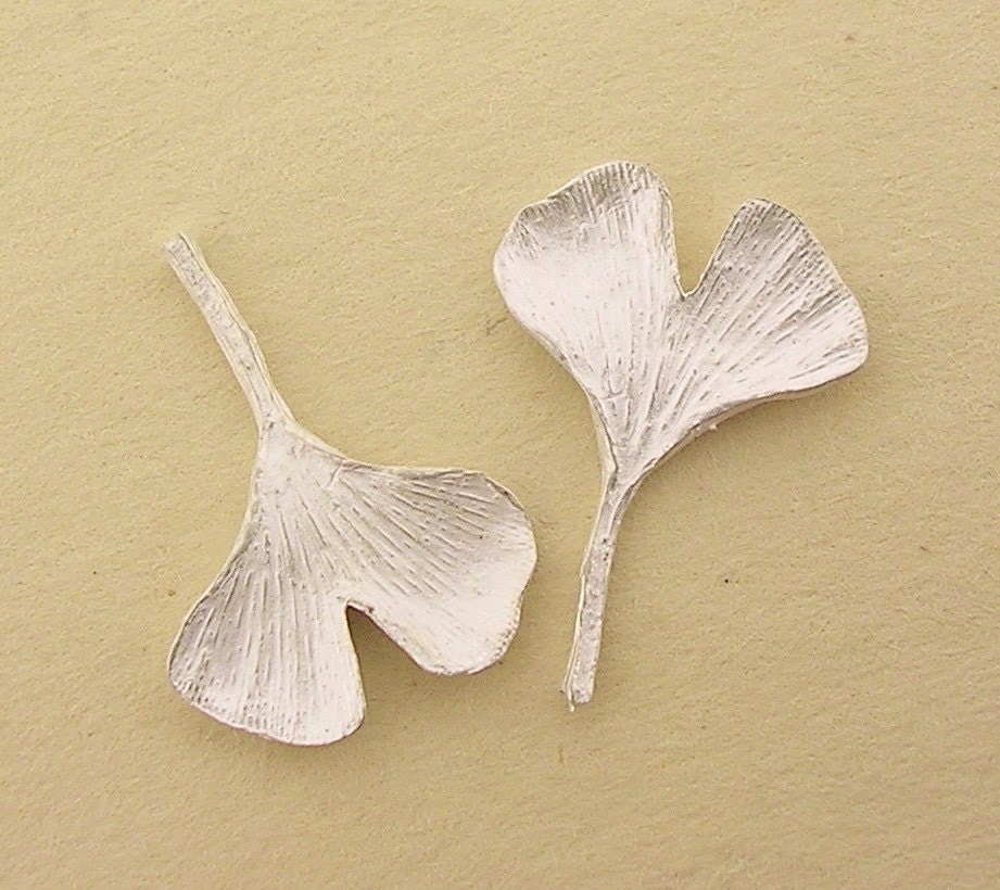 small ginkgo leaves, sterling silver, cast gingko leaves, leaf castin…