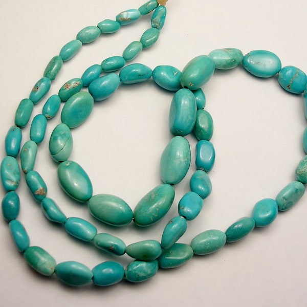 real turquoise Hubei graduated nugget gemstone beads destashT009