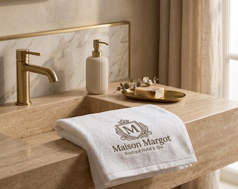 Toallas de mano personalizadas bordadas / Toallas de mezcla de bambú y algodón con logotipo empresarial