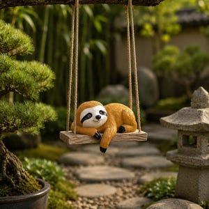 Simpatico ornamento a forma di bradipo per altalena da albero, decorazione in resina a forma di animale da appendere, statua da giardino stravagante, decorazione per esterni, regalo per amanti dei bradipi, decorazione da giardino