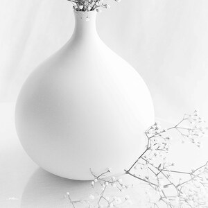 Soupir de bébé dans un vase moderne PHOTO, ACRYLIQUE ou TOILE doux décor blanc et gris photo noir et blanc
