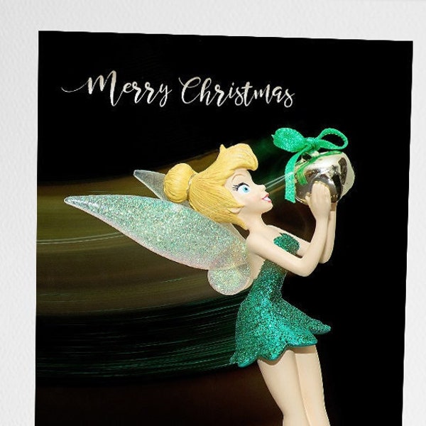 Tinkerbell Christmas CARD Photo Greeting Holiday Notecard Xmas Fairy Peter Pan Walt Disney Tinker Bell girl young kids children gift for her