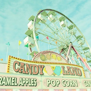 Grande roue, Carnaval, PHOTO et TOILE décor Vintage, Lunatique, déco maison pour chambres d'enfants, Pastel douce menthe, rose, Pouponnière