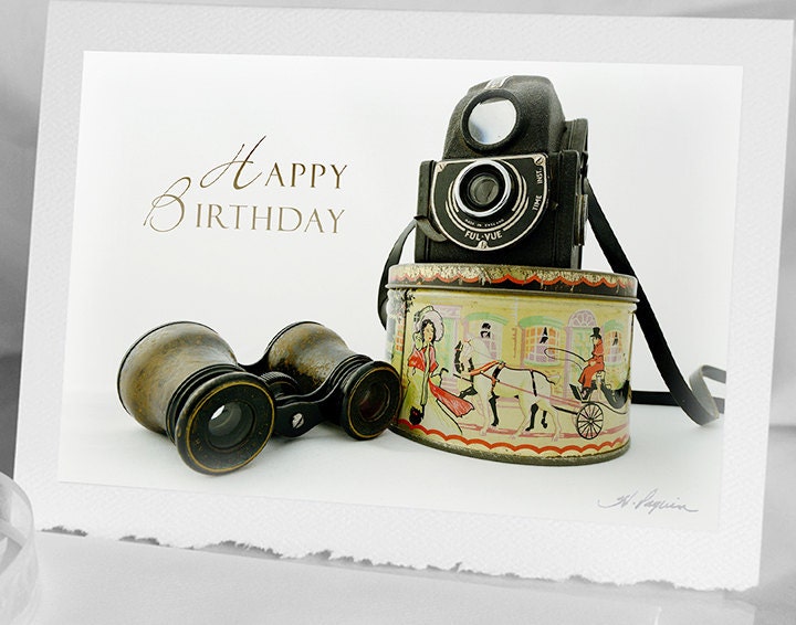 Photo Greeting Birthday CARD for Photographer Notecard 1940 Vintage