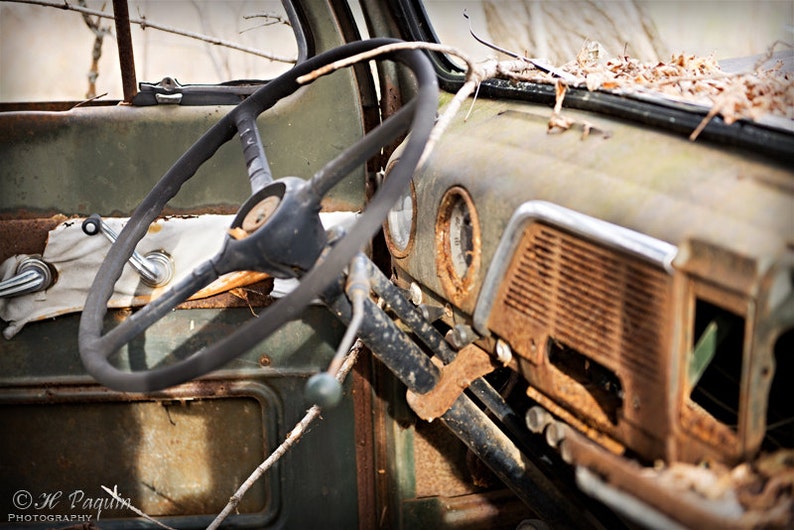 The story behind the old abandoned truck revealed by locals of small town Calabogie, ON Canada, 5x7 Fine Photo Decor, Rusty Mercury, Garage image 5