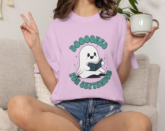 Booked For September Tee Ghost Teacher Librarian Cozy Reader Short Sleeve Shirt