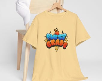 Teacher Tee Shirt First Grade Pencil Apple Gildan Short Sleeve Crewneck School