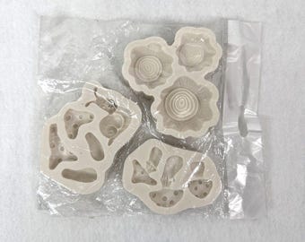 Fondant Chocolate Candy Molds Mushrooms Snails Stumps Decorations Baking NEW