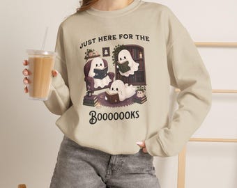Teacher Tee Librarian Sweatshirt Ghosts Books School Long Sleeve Fall October