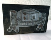 Delivery man printer block 1950s Vintage letterpress Printer 39 s type block advertising printer block