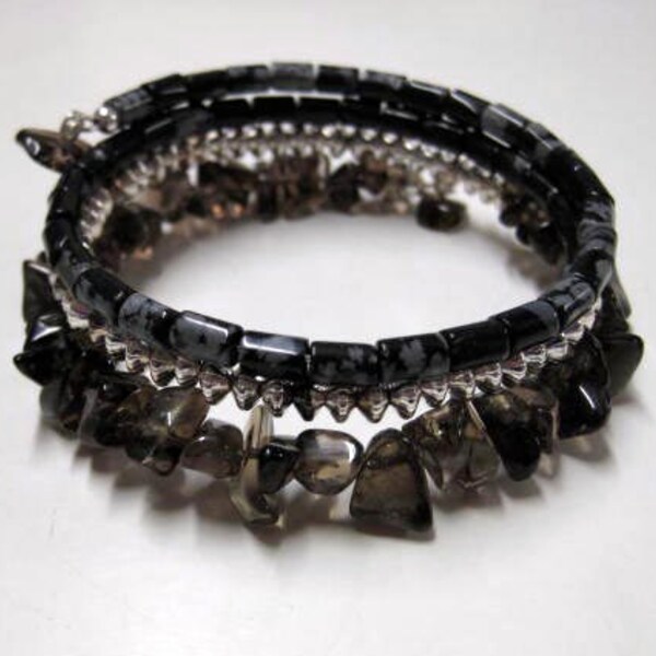 Silver and Stone Wrap Bracelet