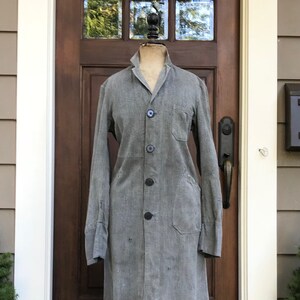 French Gray Work Coat, Shop, Duster, Engineer, Work Chore Wear, Salt and Pepper, Grey Marl, French Farmhouse image 3