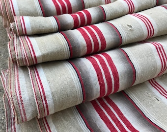 59インチ×66インチ 美しい1930年代アンティークティッキング フレンチ