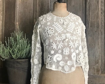 1910s White Cotton Crochet Blouse – makky｜半袖
