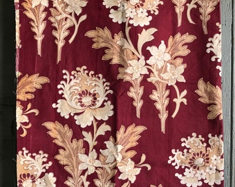 Antique French Art Deco Floral Cotton Fabric - C1920s Textile