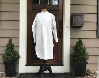 French Edwardian Chemise, Mens Dress Shirt, Fine Quality White Cotton, Monogrammed, Original Label