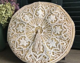 Antique French Lace Lampshade, Handmade, Boho Lighting, Shabby Chic Decor, For Restoration