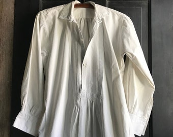 French Antique Linen/hemp/ Chore Shirt/ Biaude/ Smock/ Artist