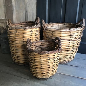 Rustic Farmhouse Basket Set, Nesting Storage Baskets, French Farmhouse, Farm Table, Farmstead, Graduating Set of 3, Damages image 2
