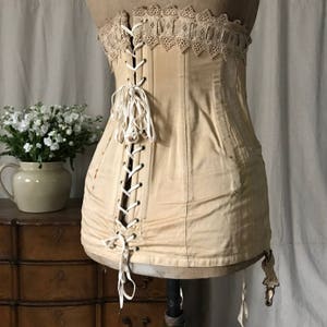 Edwardian Corset Antique Cotton Lace Corset Early 1900s - Etsy