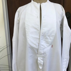 Französisches Baumwollhemd, Herren, Herren, Monogramm, Original Shirtmaker Label, Edwardian, Period Clothing Bild 1