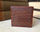 Wooden Trinket Box Gold Inlay Art Nouveau Design, Snuff Box