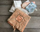 Antique Handkerchief Boudoir Case, Peach Silk, Lace, Lace Hankie Collection, Boudoir Folder, Trousseau