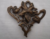 French Art Nouveau Brass Belt Buckle Artistic Design Jewelry Scarf Pin