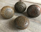 1 Victorian Brass Copper Door Knob, Antique Cast Copper, Iron, Ornate, Unique Rustic, Architectural Salvage, Hardware Supply Decor