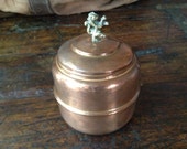 English Tea Caddy Copper and Brass Storage Container, Classic English Standing Lion
