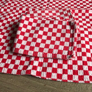 French Bistro Café Table Set, Red Check, Gingham, French Farmhouse Historical Textiles, Table Runner, Napkins, Set of 3 image 5