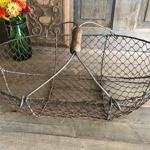 French Wire Harvest Basket, Garden Trug, Carrier, Oysters, Rustic French Farmhouse, Homesteading image 5