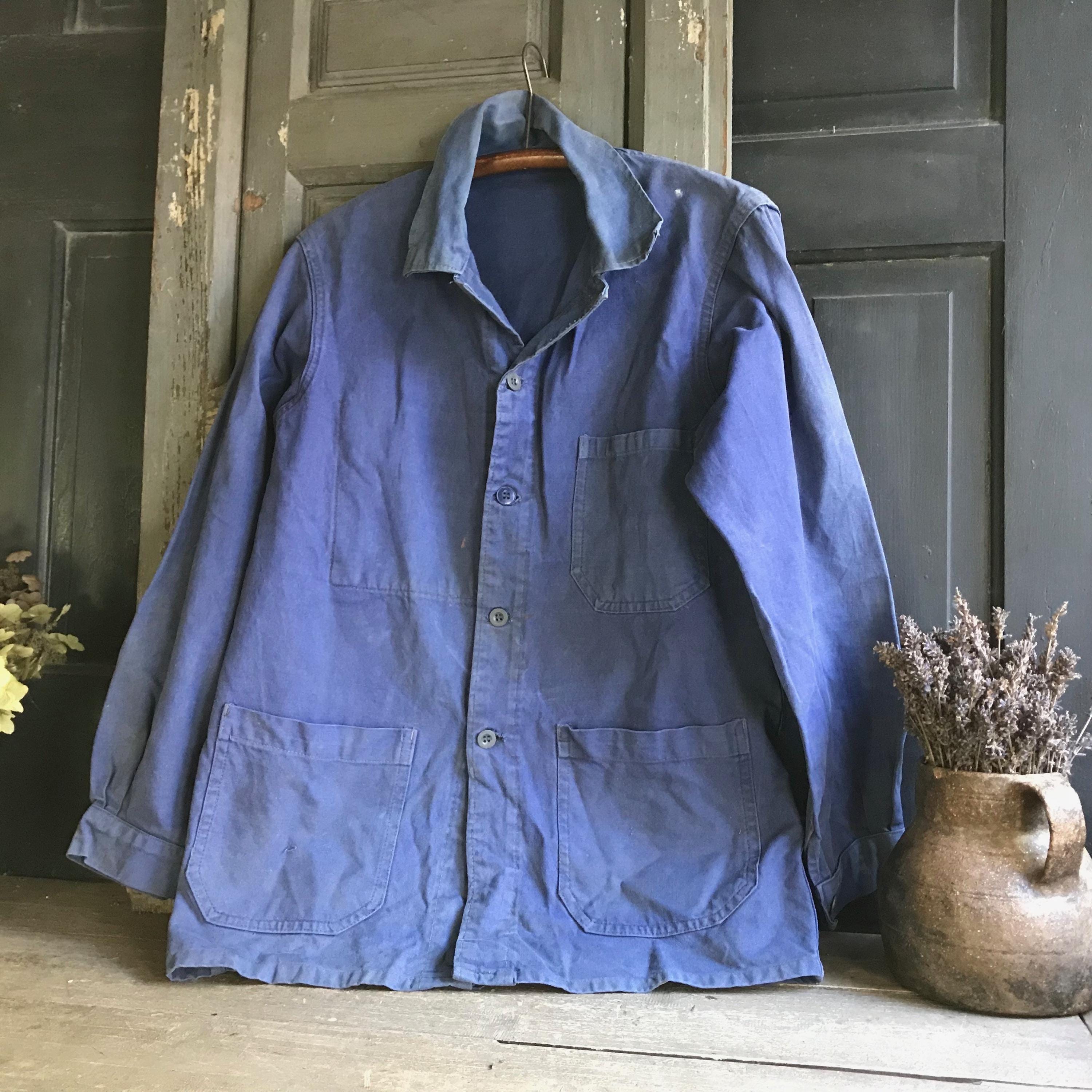 ジャケット・アウター RE-PURPOSE 90 FRENCH CHORE JKT L French Chore Jacket, Bordeaux Label, Blue De Travail, Cotton Twill