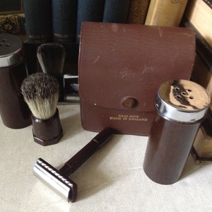 Gilette Travel Shaving Grooming Kit Sheffield England Mens Leather Case Bakelite image 5