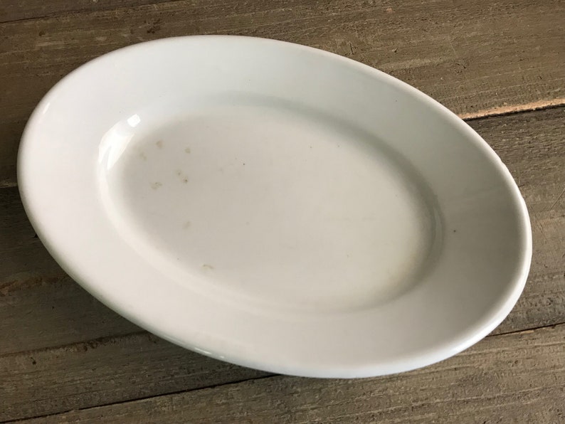 1 French White Serving Platter, Porcelain, Ironstone, Oval Serving Dish, 11 inch, Made in France, French Farmhouse Cuisine image 6