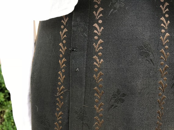 Antique French Black Wool Skirt, Peasant Country … - image 8