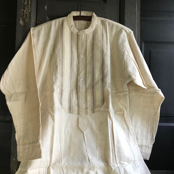 French Striped Shirt, Brushed Cotton Chemise, Nig… - image 2