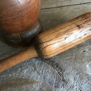 Antique Wood Mortar and Pestle, Handmade Primitive, Rustic French Country Farmhouse image 8