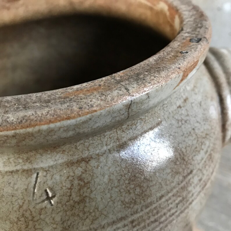 French Gris Confit Jar, Gray Stoneware Crock Pot, Artist, Flower Vase, Farm Table, French Farmhouse Cuisine image 10
