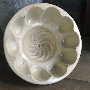 French Ironstone Jelly Mold, 19th C, Blancmange Gelée, Fluted, Rustic Farmhouse Cuisine image 5