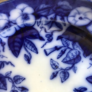 19th C Faïence de Bordeaux, Blue Floral Plate, David Johnston Earthenware, French Farmhouse image 9