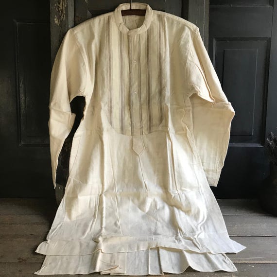 French Striped Shirt, Brushed Cotton Chemise, Nig… - image 3