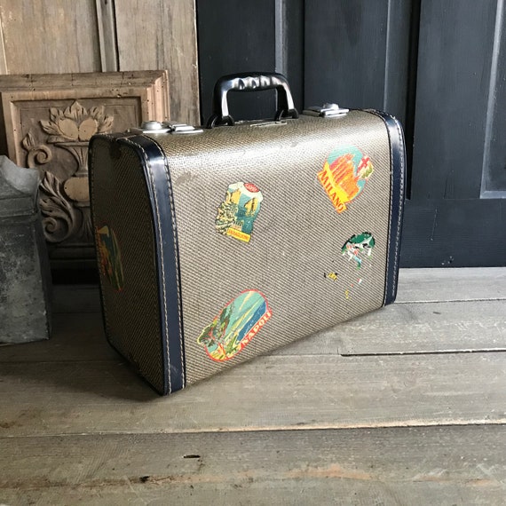 Mid Century Suitcase, Tweed Style, Cosmetic, Smal… - image 2