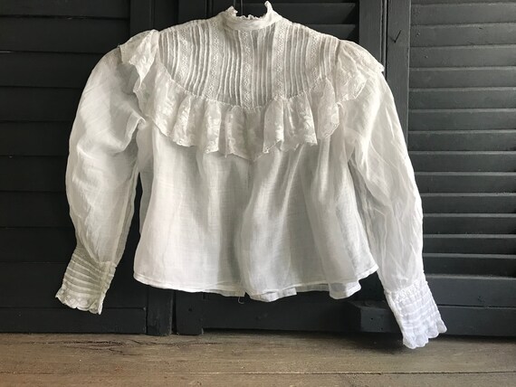 French Edwardian Blouse, White Batiste, Broderie … - image 5