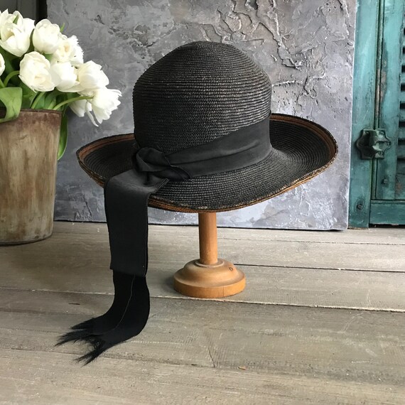 Edwardian Straw Hat Antique Downtown Abbey Style - image 5