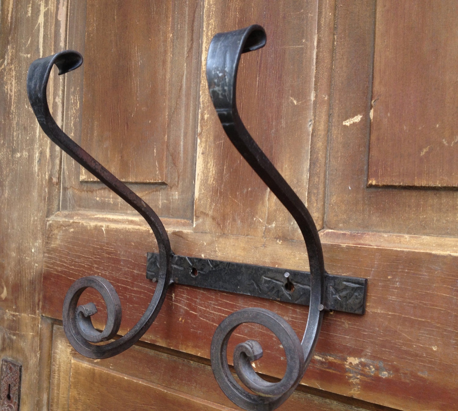 Vtg French Blacksmith Made Wrought Iron Coat Rack Etsy