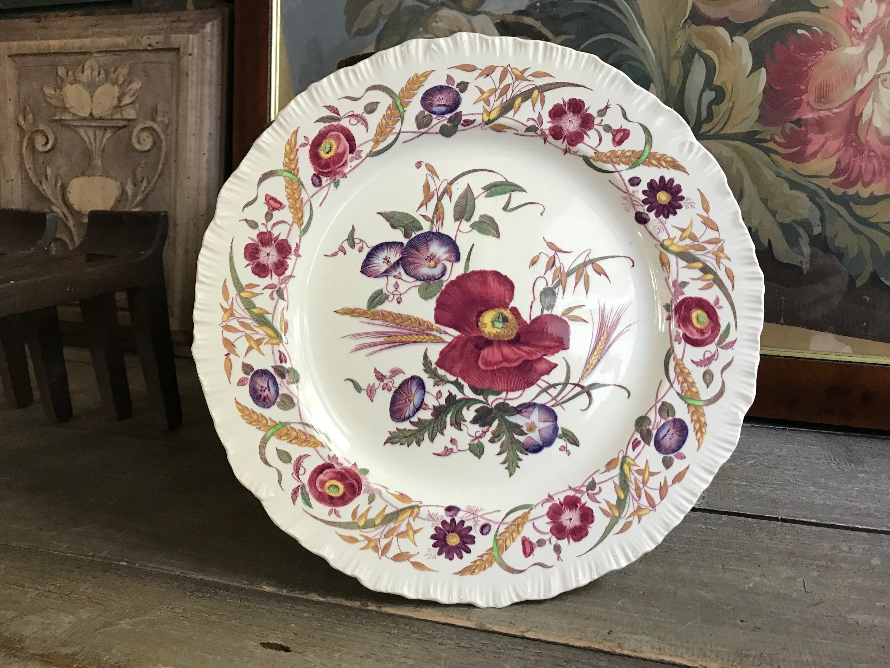English Wedgwood Floral Plate, Etruria Cornflower, Piecrust
