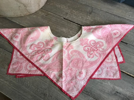 Antique Red Bandanna Collar, Paisley Print, Dress… - image 1