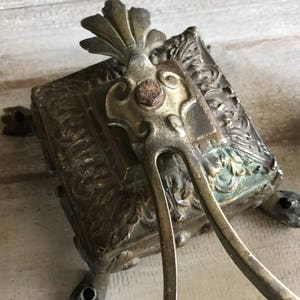 Antique French Candle Sconce, Bronze Candelabra, Wall Mounted, Garden Candle Holder image 3