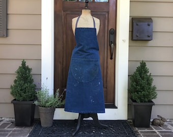 エプロン 1920s French Indigo Linen Apron エプロン 1920s French Indigo Linen Apron Vintage French Indigo